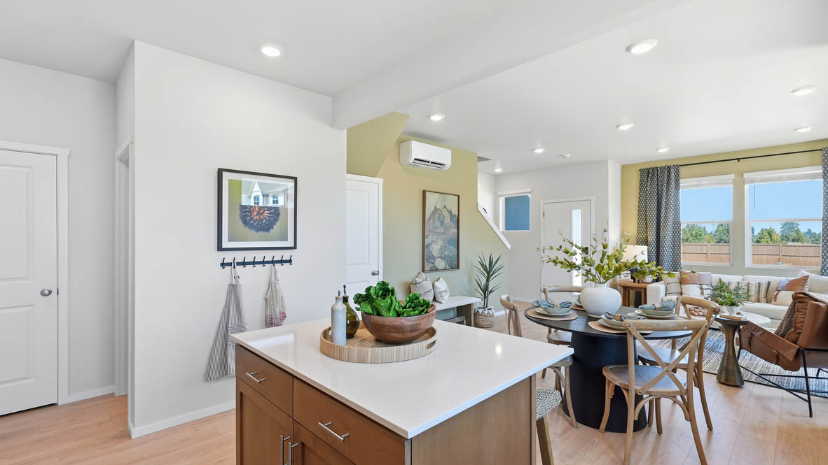 Stevens Ranch kitchen with stained cabinets and stainless steel appliances