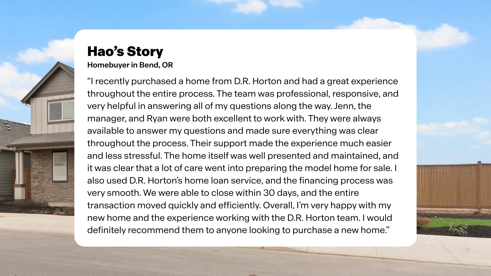 Stevens Ranch Homebuyer Testimonial Posts Hao