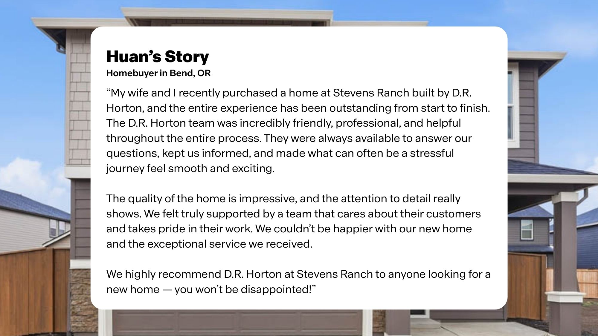 Stevens Ranch Homebuyer Testimonial Posts Huan