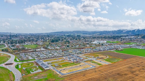 Davis Estates Community Drone Photo with the community and homes in the background