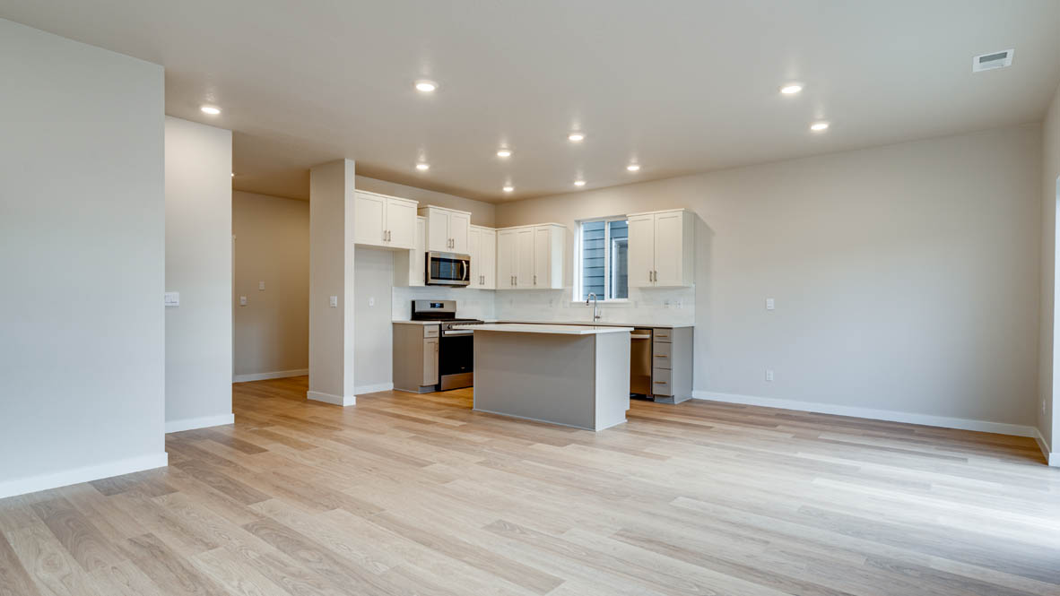 Davis Estates great room connected to kitchen