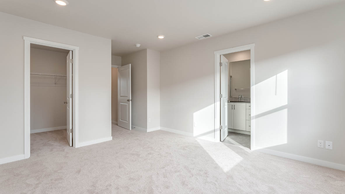 Davis Estates primary bedroom with carpet, and closet