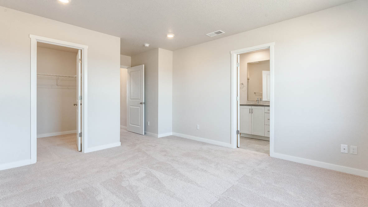 Davis Estates primary bedroom with carpet, and closet
