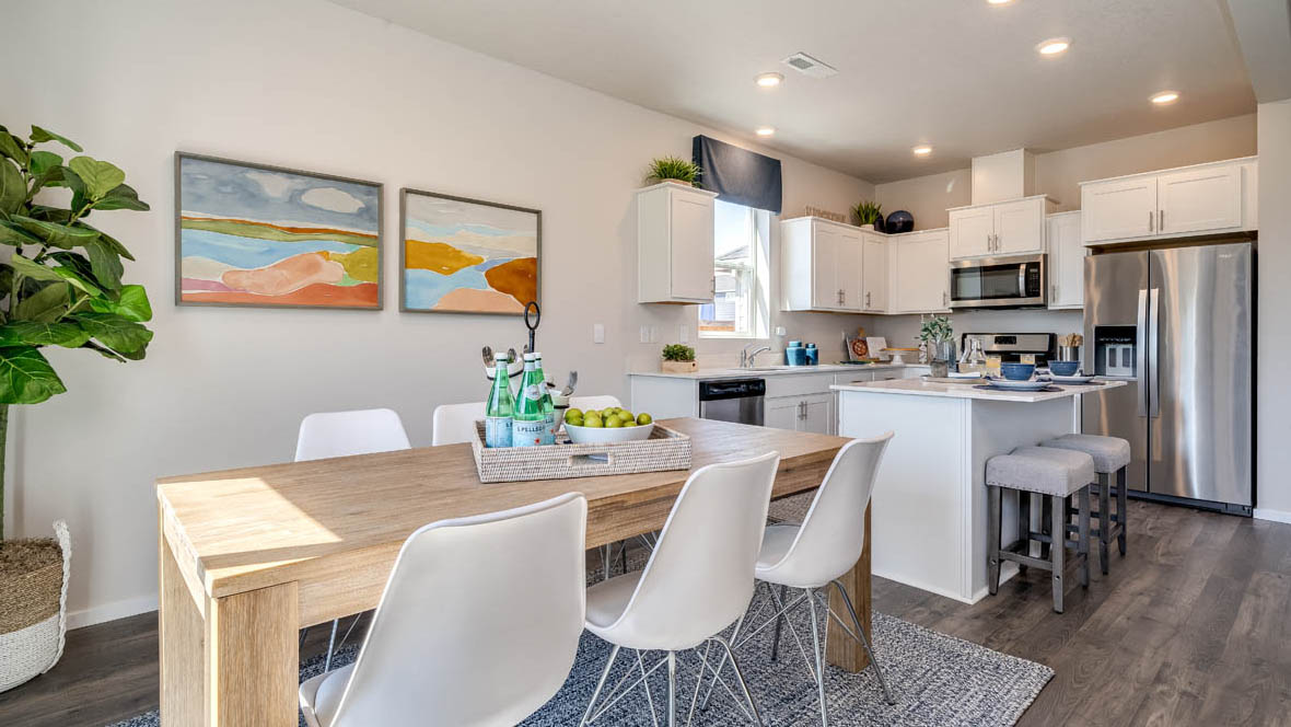 Marcola Meadows Dining room with kitchen and great room in the back