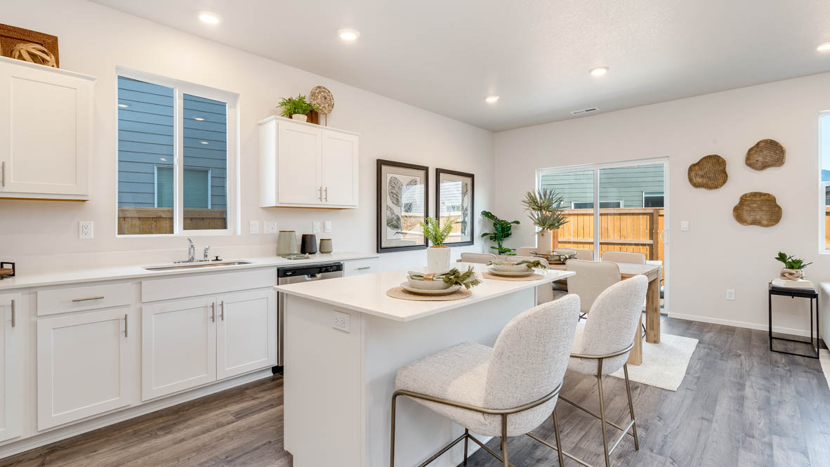 Marcola Meadows Powder room with single vanity, circle mirror, toilet