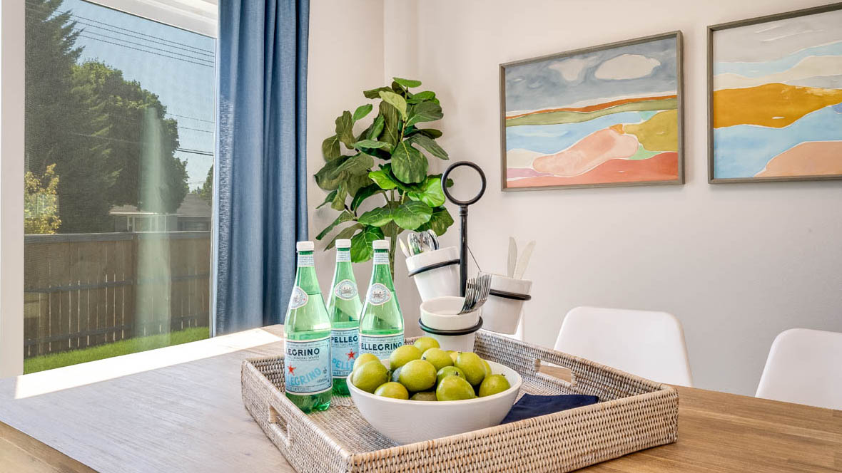 Marcola Meadows Dining room with kitchen and great room in the back