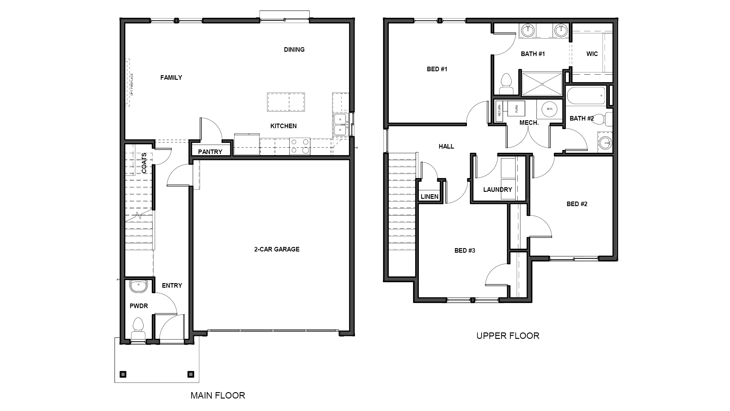Black and white floor plan graphics