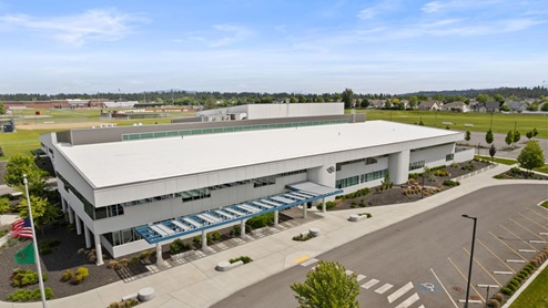 An aerial view of the local schools.