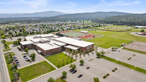 An aerial view of the local schools.
