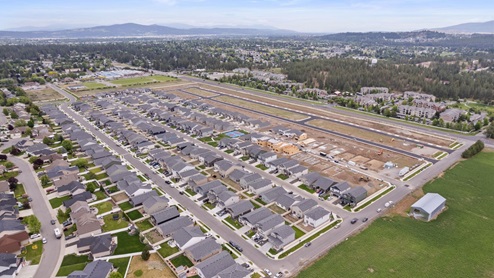 An aerial view of the Elk Meadows Estates new home community.