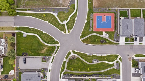 An aerial view of the Elk Meadows Estates new home community.