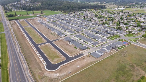 An aerial view of the Elk Meadows Estates new home community.
