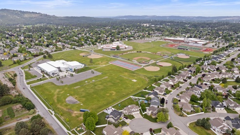 An aerial view of the local schools.