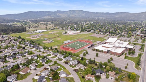 An aerial view of the local schools.