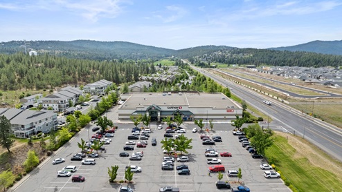 An aerial view of the nearby Safeway grocery store.