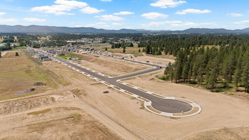 An aerial view of the in progress Dalton Creek new home community.