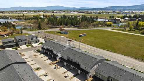 An aerial view of the Sekani West community's townhomes.