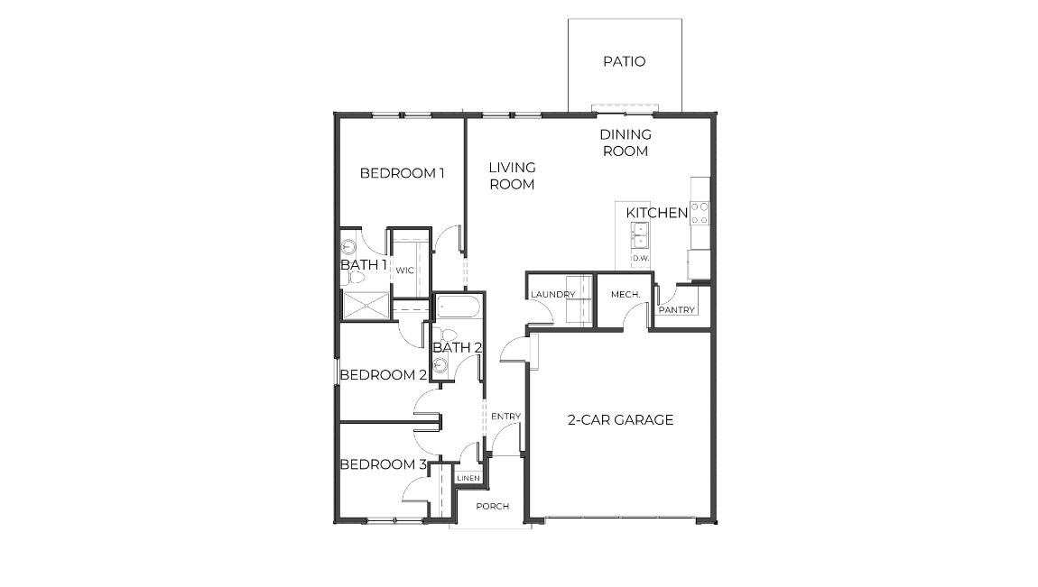 Black and white 2 Car Garage floor plan graphic