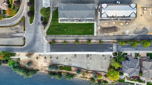 A birds eye view of the Grand Mill Townhomes.