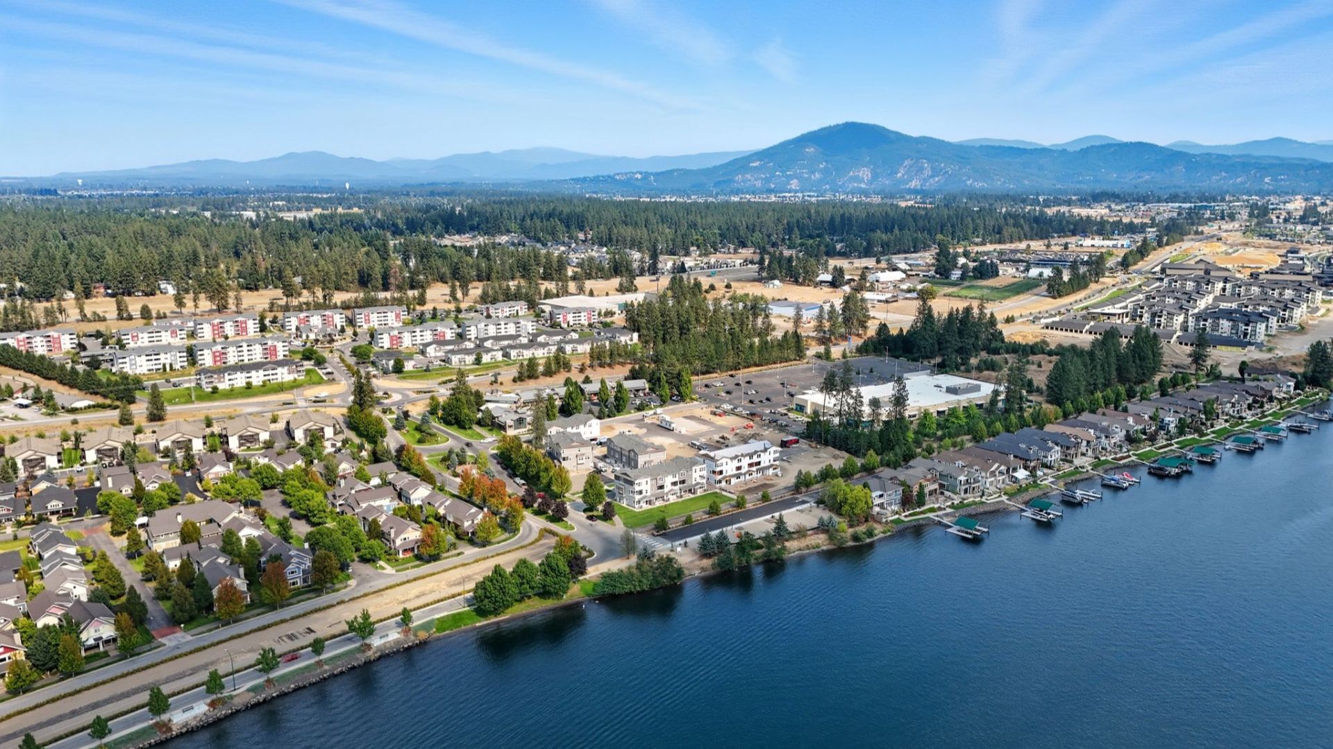 A drone shot of the Grand Mill community.