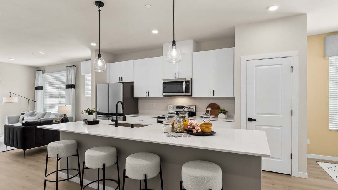 Large kitchen island featured in model home at Cathcart Crossing