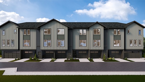 Eight unit townhome exterior rendering at Cathcart Crossing