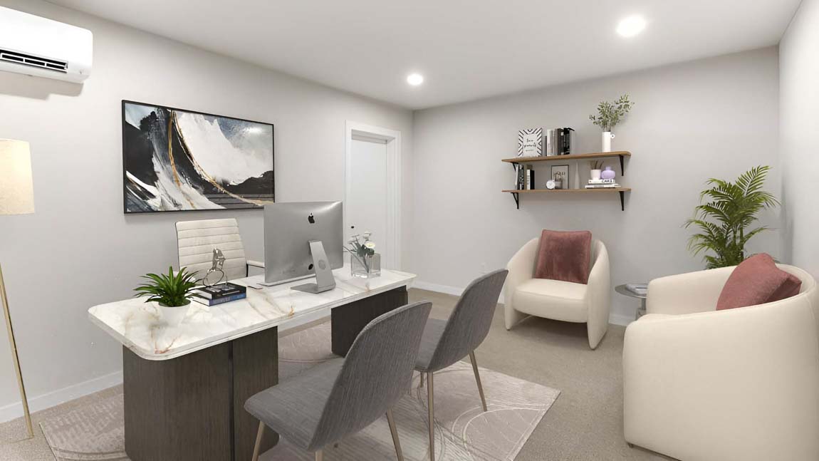 View of the Bennett home design lower floor flex space