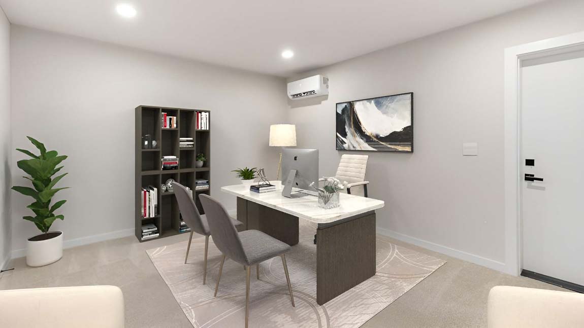 Lower floor flex space that can be used as a home office