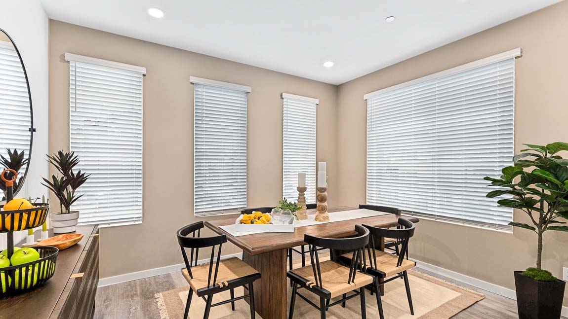 Dining room area with many windows