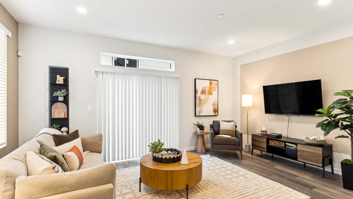 View of living area with outdoor patio access sliding door