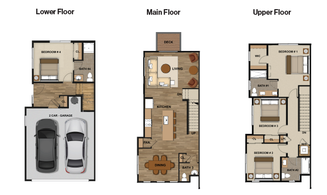 Addison floor plan featured at Nolan Square townhome community