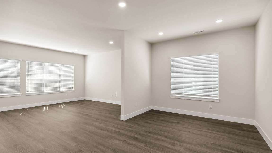 View of dining and living space off of the kitchen