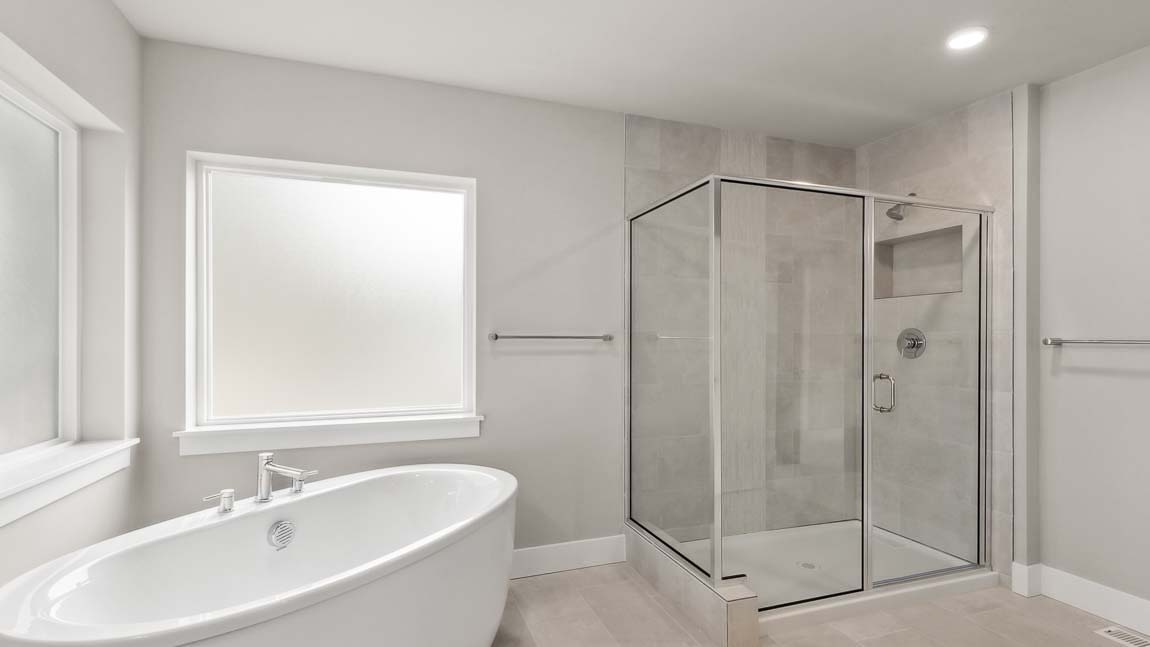 View of Expansive Step in shower in primary bathroom