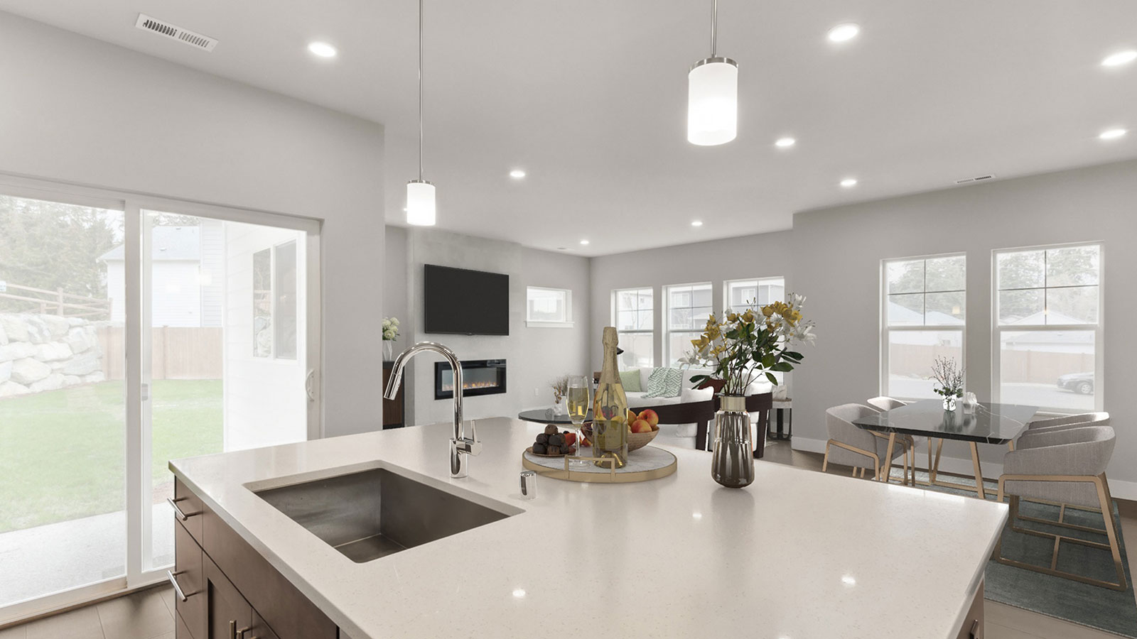 Gorgeous modern kitchen with stainless steel appliances