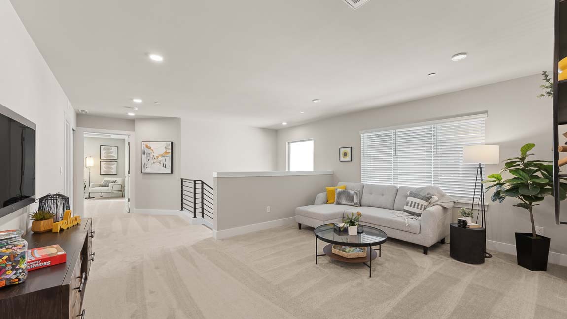 Recreation or loft area for multifunctional use near stairway access