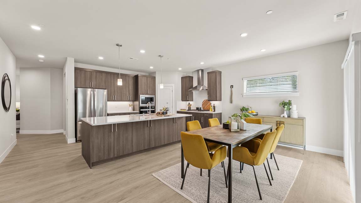 Open concept dining and kitchen areas