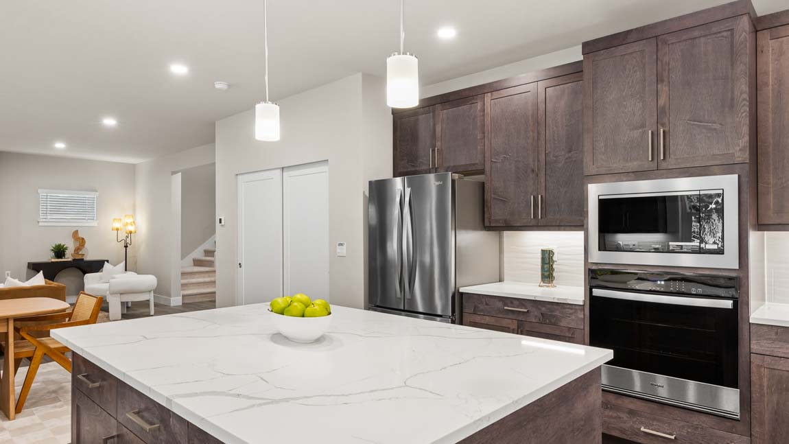 Extra large kitchen island with pendent lighting