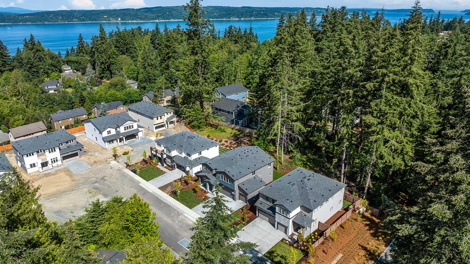Aerial shot of the community and proximity to the water