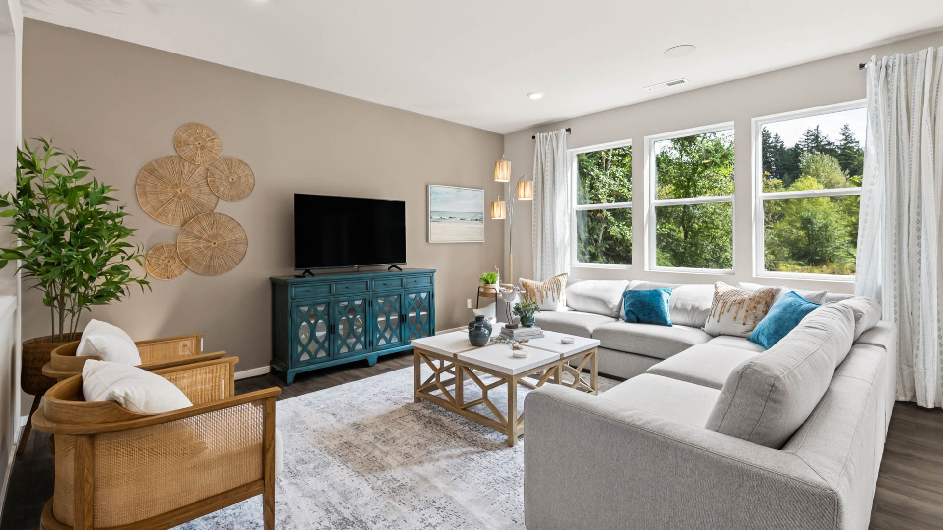 Living room bathed in natural light