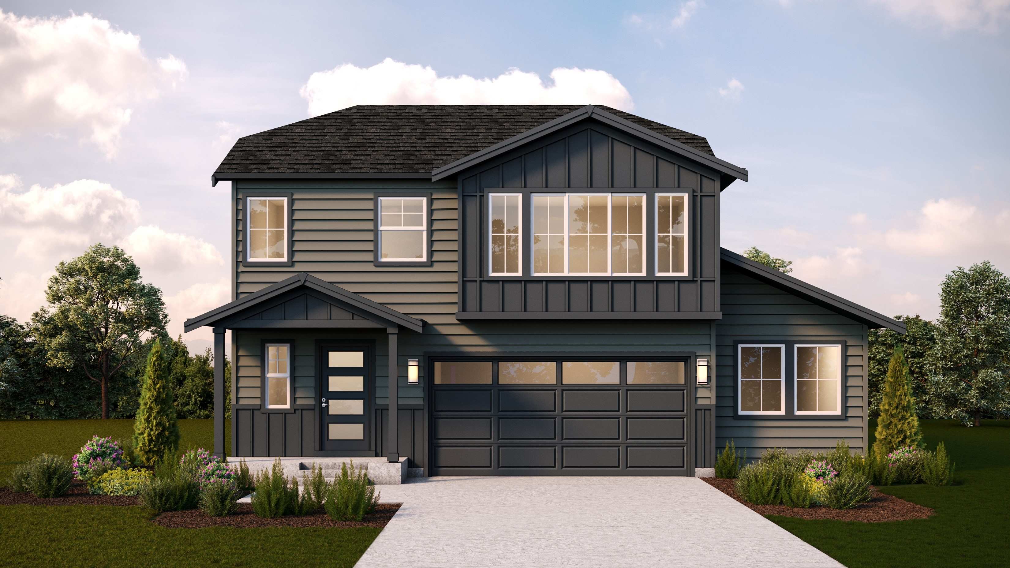 Hudson floor plan, elevation A rendering