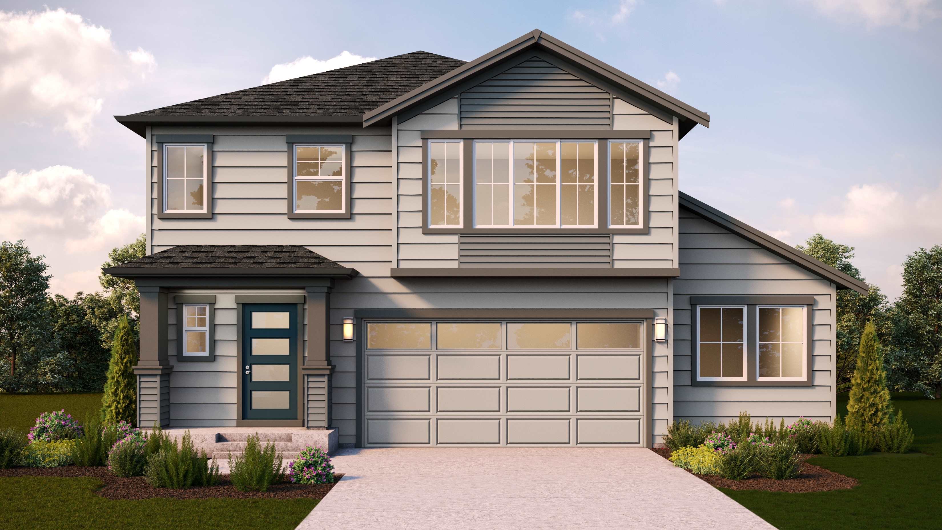 Hudson floor plan, elevation B rendering