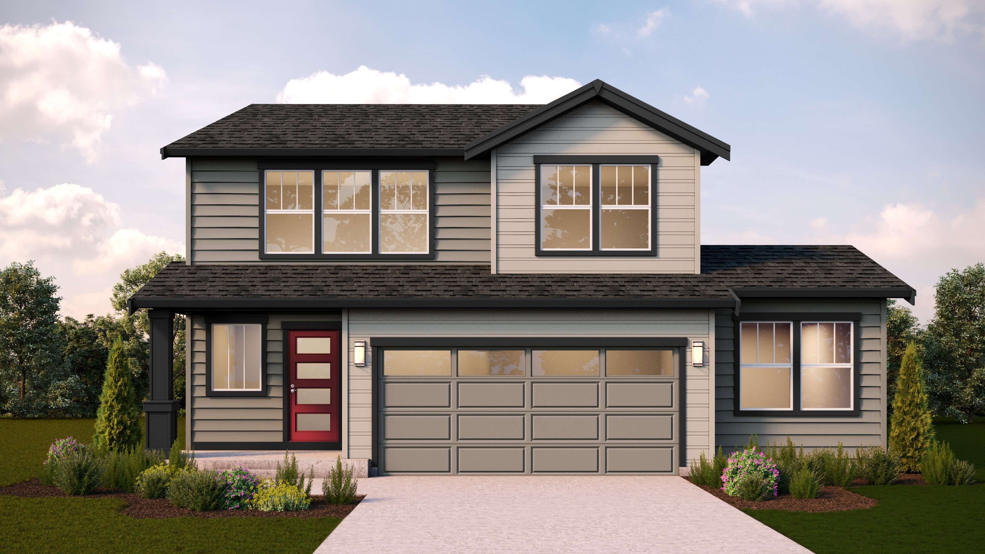 Ballard floor plan, elevation B rendering