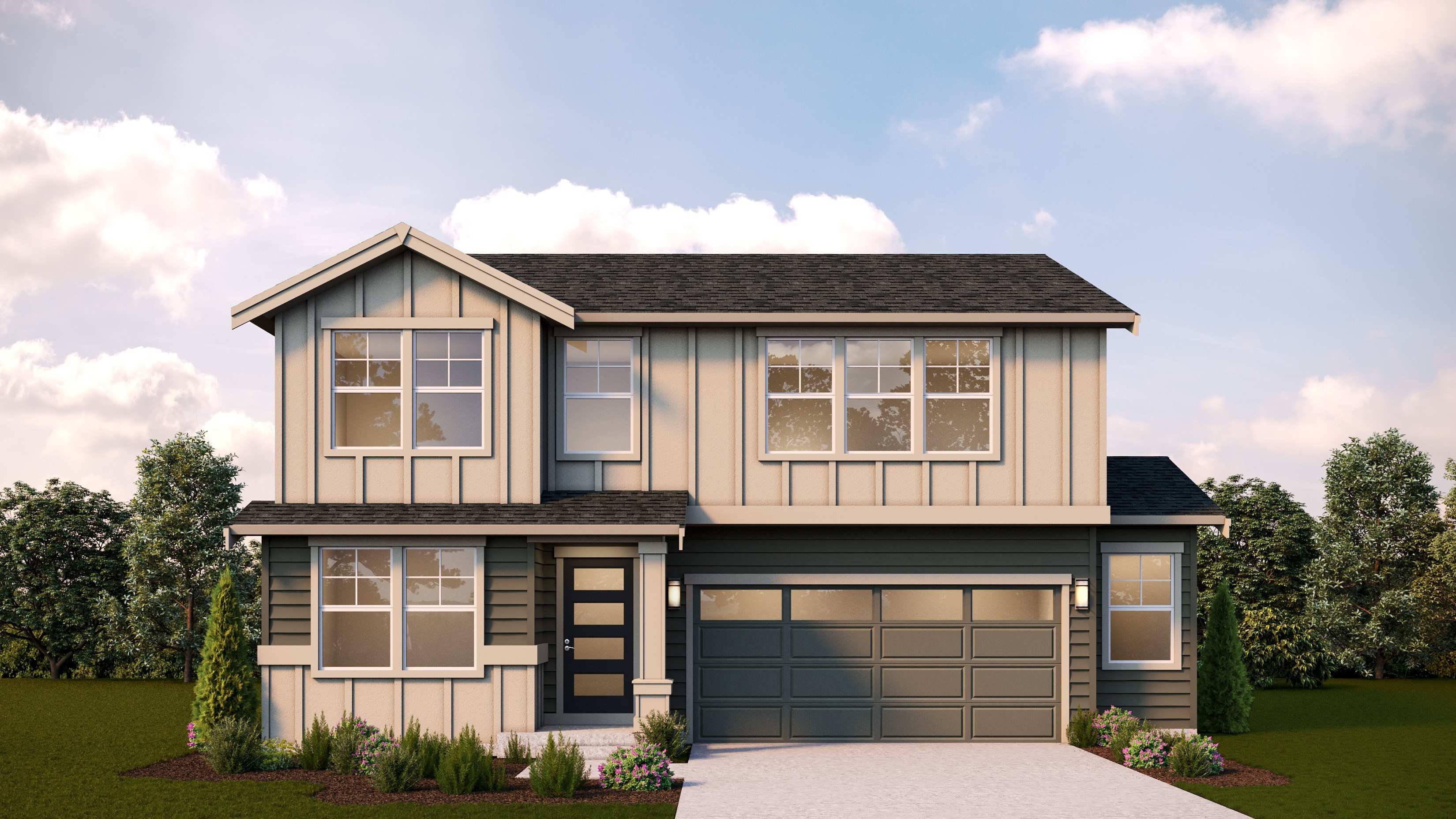 Wellington floor plan, elevation B rendering