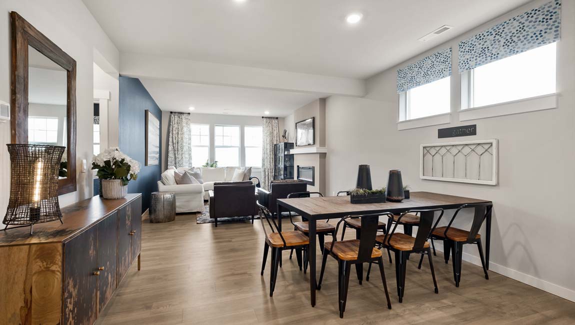 Open concept living and dining