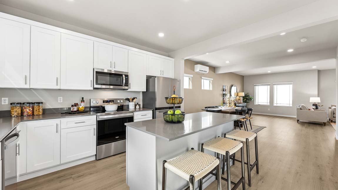 Dining room flows seamlessly into the kitchen