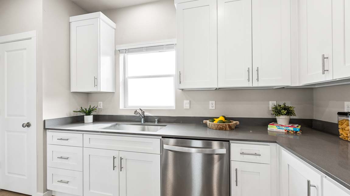 Close up of kitchen sink and window