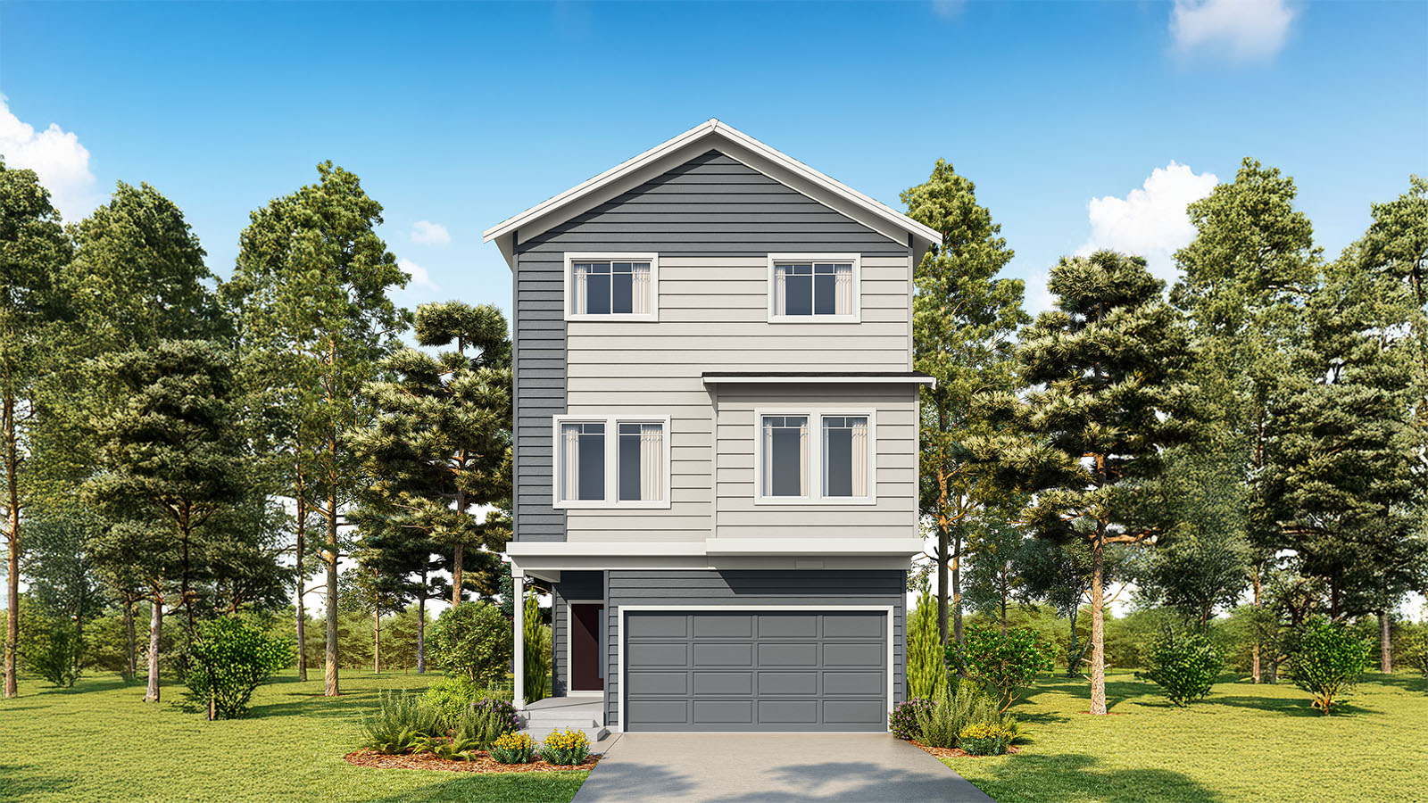 Exterior rendering of Willow B floor plan at Ashton Park