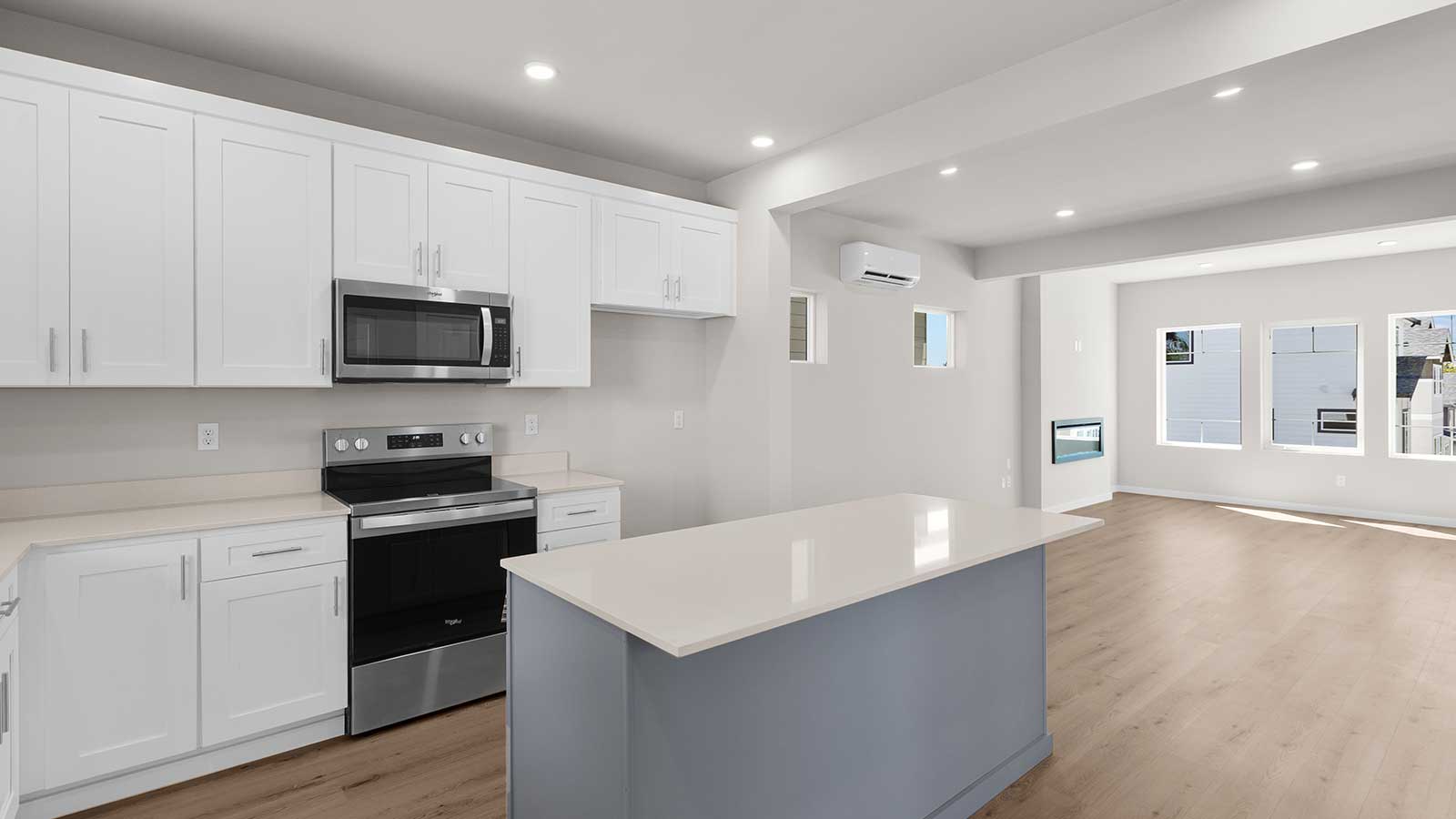 View of Open-concept kitchen, dining and living spaces