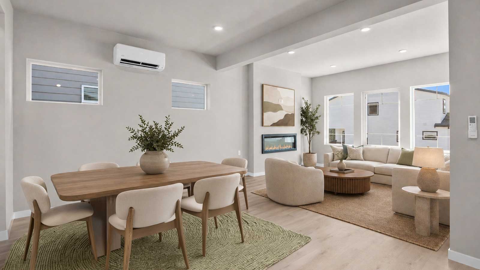 Spacious dining and living spaces