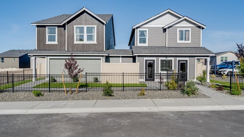 catalpa clark exterior front attached single family home with extended 2-car garage